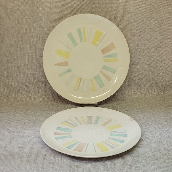 Vernon Kilns, ANYTIME Pattern, Hand Painted Vintage 10" Dinner Plates. - Picture 1 of 9